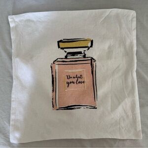 Decorative Pillow Cover with Chanel Perfume Bottle, “Do what you love”